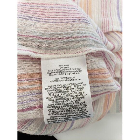 BCBGeneration Cotton Blouse Top Women's XXS 2XS White Green Purple Long-Sleeve - Picture 5 of 12